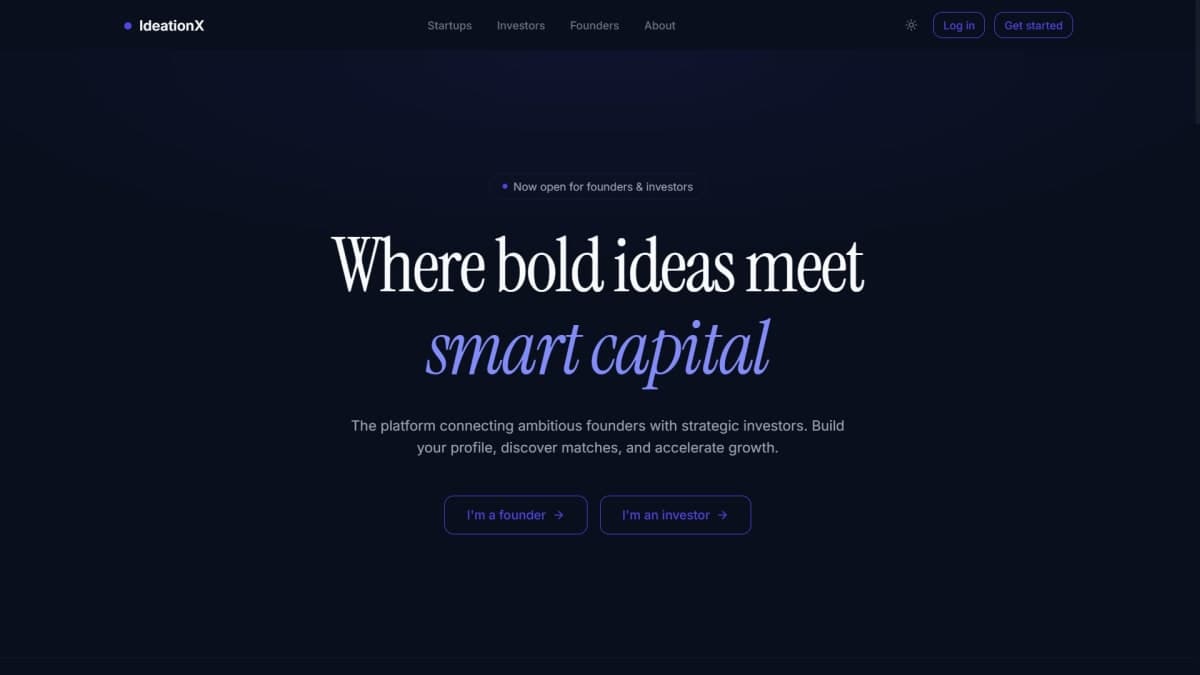 Founder and Investor Connection Platform IdeationX